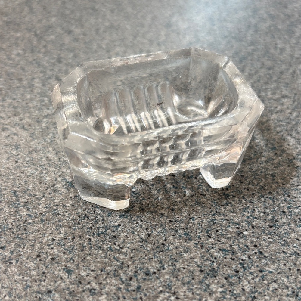 Vintage Clear Pressed Glass Salt Dish / Trinket Bowl